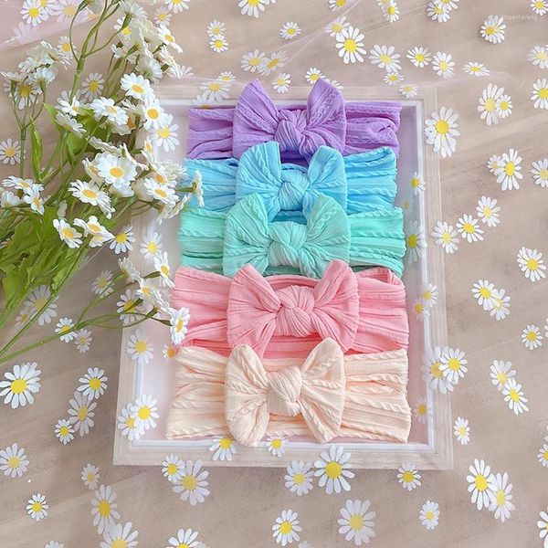 Accessori per capelli 3 pezzi fascia elastica in nylon per neonati e bambini per bambina nata principessa Bowknot bambino carino