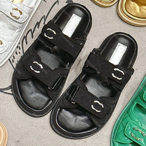 Designer-Hausschuhe, Sandalen, klassische Schuhe, Mode, Strass-Schnalle, lässige Sandale, Damen-Designer-Schuhfabrik, Schuhe, Neuheit, Slipper mit flachem Absatz, 35–42