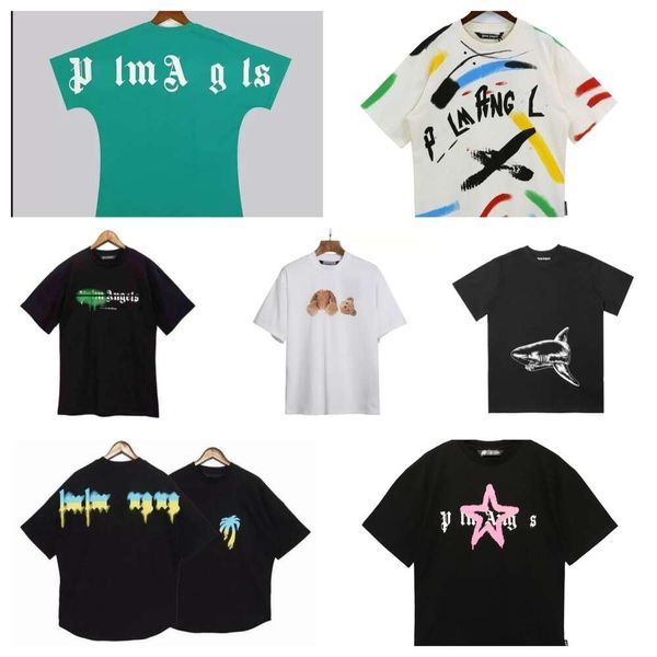 Designer T-shirt da uomo Graffiti T-shirt Top Palms Palmangel City Designer Limited Inkjet Letter Printing T-shirt da donna a maniche corte T-shirt casual Bianco al