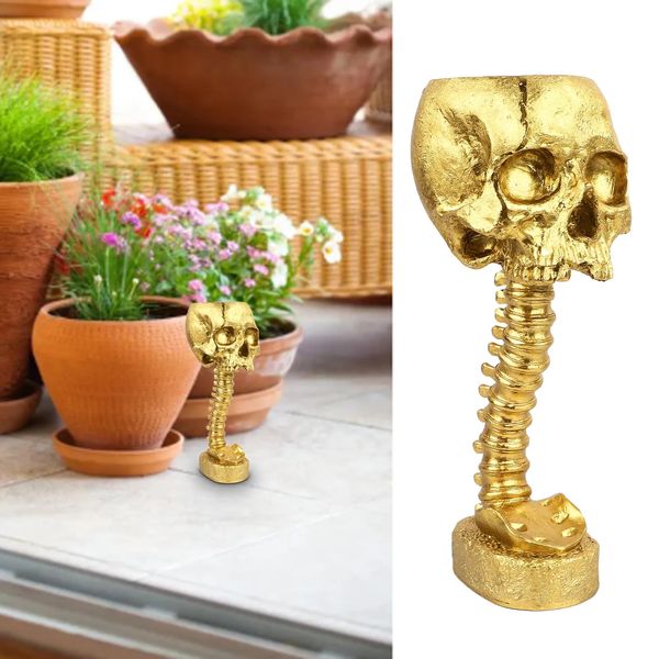 Crânio plantador coluna suporte conjunto inovador requintado decorativo pintado à mão resina esqueleto vaso de flores para casa decoração do jardim 240226