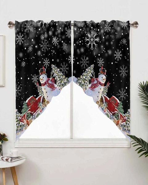 Perde Noel ağacı kardan adam top kar tanesi kamyon pencere perdeler oturma odası mutfak perdeleri ev dekor üçgen