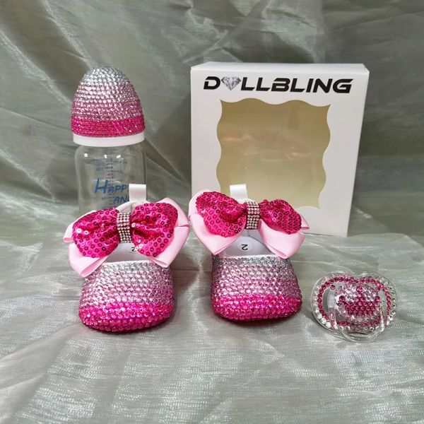 Сапоги Dollbling Новорожденный подарочный набор роскошная радужная детская обувь детские ботинки с пленкой розовой лолита корона бриллианты драгоценности Layette Sparkly Ballet