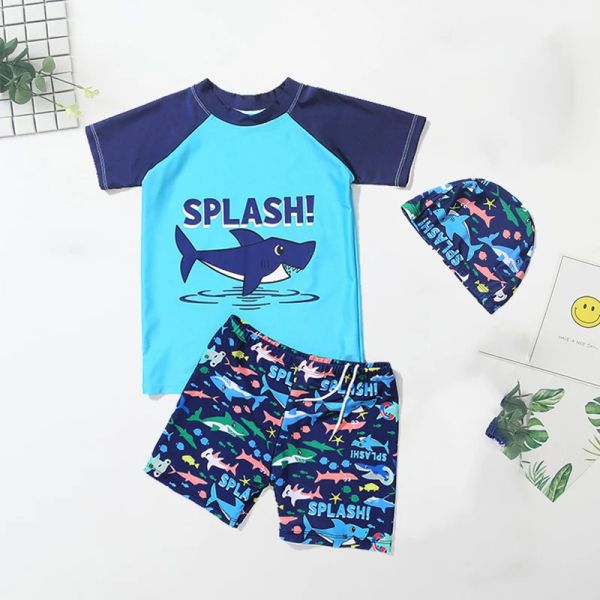 Badebekleidung Sommer Kinder Badeanzug Badehose Kapuzenanzug Hai Junge Mädchen Lässige Strandhose Niedlicher Dinosaurier-Badeanzug