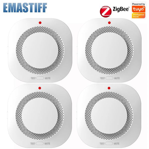 Tuya Zigbee Rilevatore di fumo Smart Home Sensore antincendio 85db Allarme sonoro Controllo APP Sistema di sicurezza combinato affumicatoio 240219