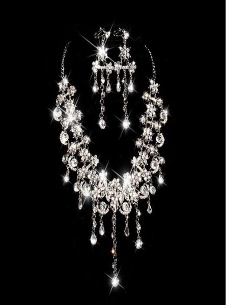 Gelin Takı Kolye Küpeleri Yeni Bir Parti Elbise Gelinlik Mücevherleri için Kurulan Küpeler5680556