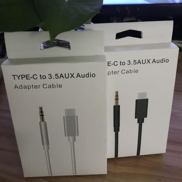 Weiße Einzelhandelsverpackung für Samsung Xiaomi Huawei AUX-Audiokabel USB C auf 3,5 mm Klinke AUX-Typ-C-Konverter-Adapter Verpackungsbox