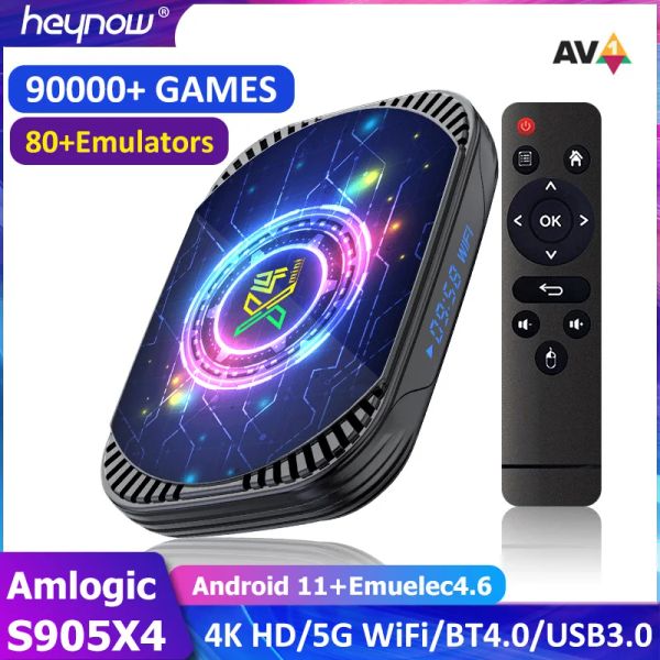 Console HEYNOW X4 Mini Classic Retro Super Console Amlogic S905X4 Sistema Android 11 EE4.6 con 90000+ giochi 80+ emulatori 4K/8K HD TV Box