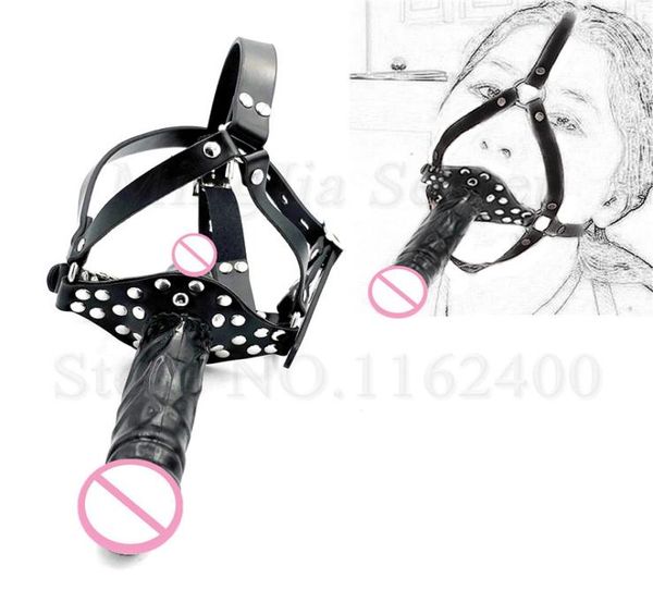 DoubleEnded Dildo Gag Strap on Head Harness Mund Plug Realistische Cock Dick Penis BDSM Erwachsene Spiele Sex Spielzeug Für Frauen lesben Y0409137993