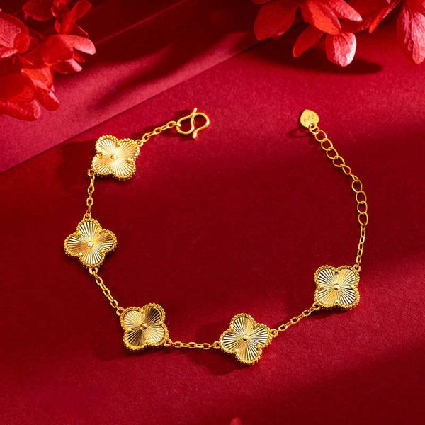 Designer de jóias de luxo pulseira link cadeia vanca shajin china-chique sorte quatro folhas grama pulseira feminino ouro laser ouro cinco flor boutique pulseira ao vivo