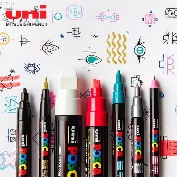 Markierungen Uni POSCA -Marker PC1M PC3M PC5M Professionelle Malerei Pop -Werbung Pen Acrylfarbenmarker Manga Graffiti Art Supplies