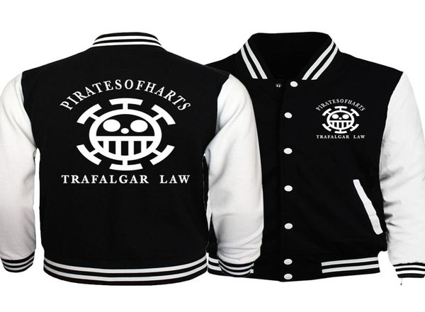 Giacca da un pezzo Uomo Giappone Anime Cappello di paglia Rufy Giacche Uomo 2018 Primavera Autunno Sottile Uniforme da baseball Trafalgar Law Cappotto Homme9688060