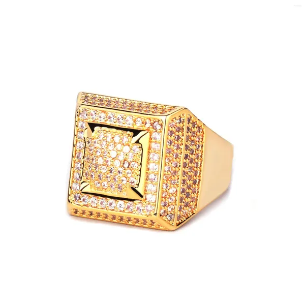 Cluster-Ringe Luxus-Mode-Volldiamant-Ring für Männer Moissanit-Verlobungsring 14 Karat Gold Echte Hochzeiten Schmuck mit kostenlosem Box-Geschenk