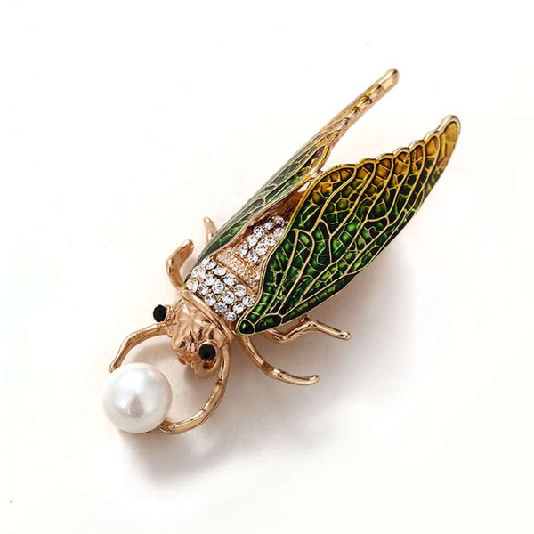 Gli insetti gocciolanti fatti a mano creano onde incredibili, cappotto cardigan dorato, petto di cicala, accessori unisex, spille alla moda