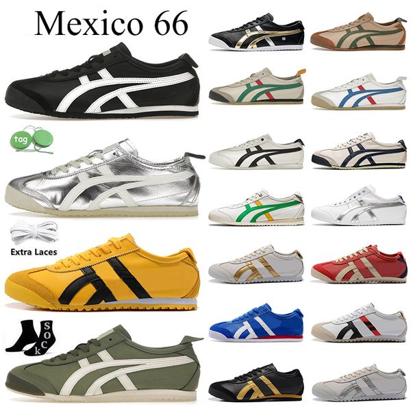 Scarpe casual firmate Onitsukass Tiger Mexico 66 preparatore atletico uomo donna sport sneakers da jogging all'aperto bianco Nero Argento Mantello Verde Crema scarpe da ginnastica di lusso