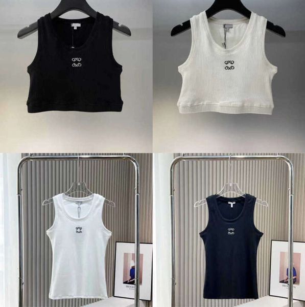 Kadın üstleri tank üst t-shirt anagram normal kırpılmış pamuk jersey camis dişi femme örgü tees tasarımcı nakış örgü yelek sporu nefes alabilen yoga yelek 444