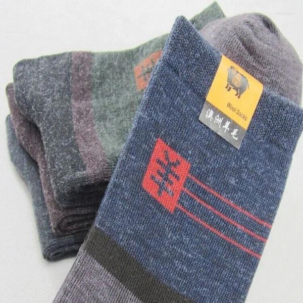 Herrensocken im Herbst-/Winter-Stil, wollartig, bis zur Mitte der Wade, lässig, dicke Baumwolle