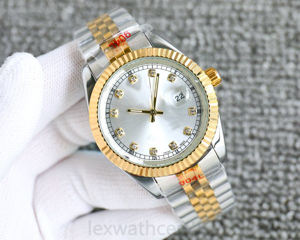 Designer de luxo relógio rlx relógios de alta qualidade relógio masculino 41mm datejust topo relógio mecânico automático aço inoxidável grande safira caso impermeável moissanite