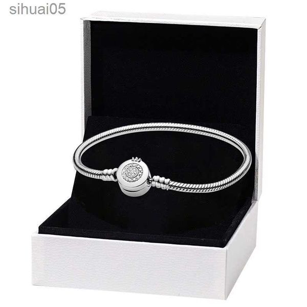 Braccialetti Corona scintillante O Bracciale a catena a forma di serpente per vera catena a mano in argento sterling per donne Bracciali firmati fidanzata Set di scatole originali 240228