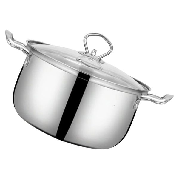 Panela de aço inoxidável para molho de sopa, panelas, tampas, panela, uso diário, panelas para utensílios de cozinha 240226