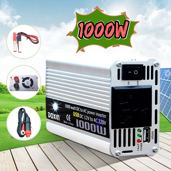 Chargers Inverter USB 1000W WATT DC 12V a AC 220V Adaptador de carregador de energia portátil portátil DC 24V para CA 110 Onda senoidal modificada