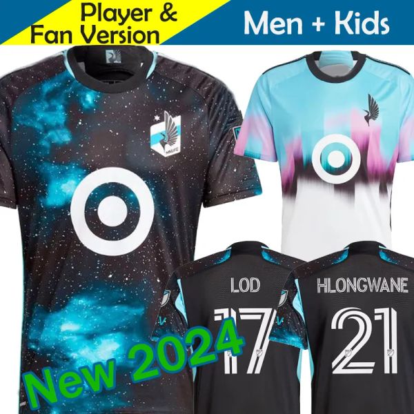 2023 2024 Minnesota United Soccer Jerseys Kit Kit Man 23/24 Camisa de futebol Starry Night Night Black Away Lights Northern White Reynoso Hlongwane