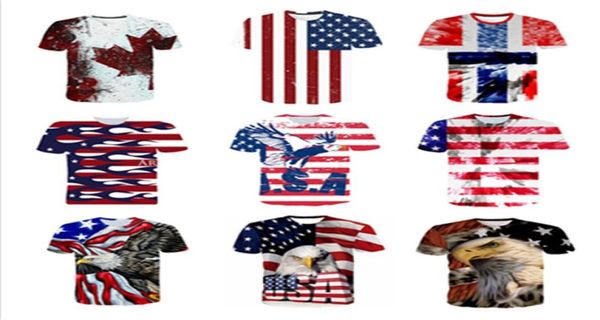 Novo men039s tshirt topos eua bandeira listras e estrelas feminino sexy 3d tshirt impressão águia americano verão topos tees76481563466033