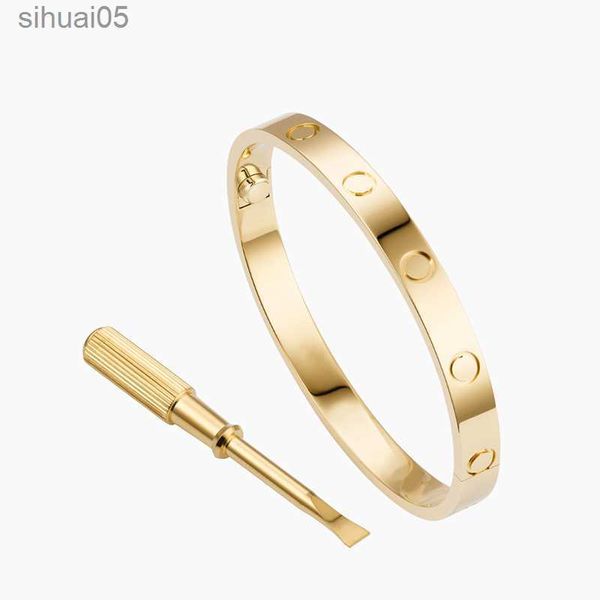 Armbänder High Edition Love Cuff Screw Armbänder Armreifen für Damen Herren Silber Roségold Farbe Titanstahl Schlüssel 15 cm bis 22 cm 240228