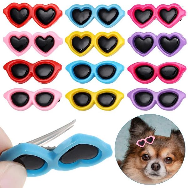 Cão vestuário pet pequeno gato grampos de cabelo coração óculos de sol forma hairpins adorável filhote de cachorro arcos barrette suprimentos acessórios de preparação