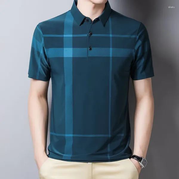 Polos masculinos listrado camisa polo para o verão 2024 homem de luxo manga curta t negócios casual roupas marca