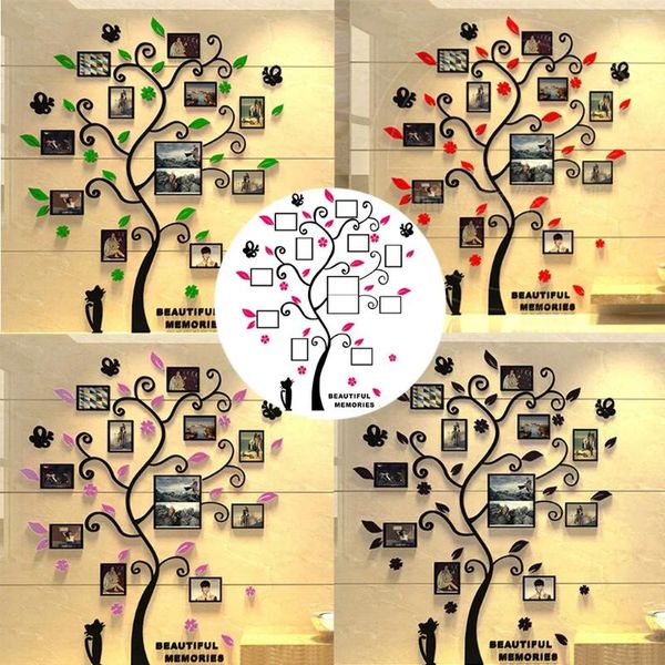 Adesivos de parede 3d diy po quadro árvore pvc decalque família adesivo mural arte decoração do quarto casa decoração estúdio # g30