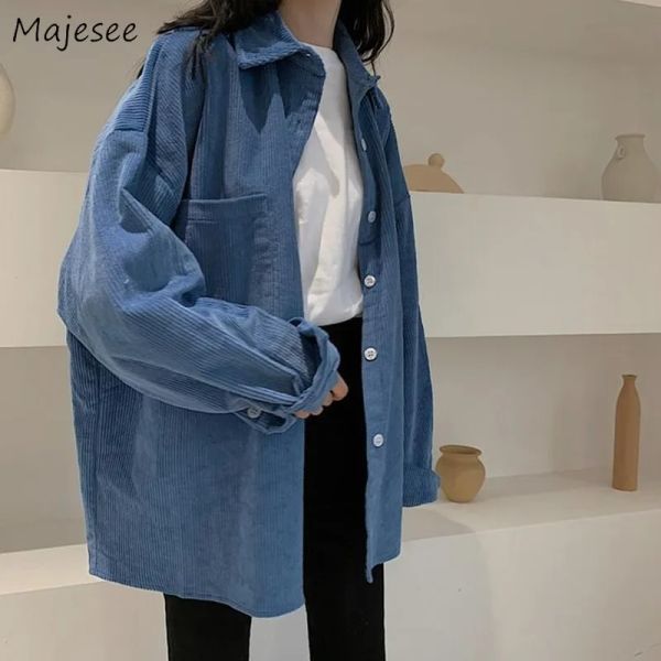 Giacche Cappotto Donna BF Stile coreano Velluto a coste Caldo Solido Casual Allentato Giacca calda Vendita Giacche e cappotti da donna Streetwear Monopetto