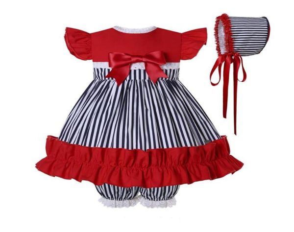 Girl039s vestidos listrados bebê meninas roupas crianças presente 3 peças define verão 2022 criança nascido roupas idade 6 9 12 18 24mgirl0398018974