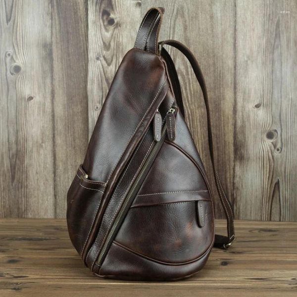 Sırt çantası bilardoları benzersiz gündelik orijinal deri üçgen erkek kadın travlling bagpacks ipad küçük taşınabilir erkek çanta