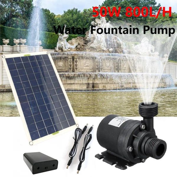 Pompe 50W 800l/h Kit pompa acqua solare DC 12V Pompa solare senza spazzole a basso rumore per la decorazione della fontana della fontana del bagno degli uccelli dello stagno del giardino