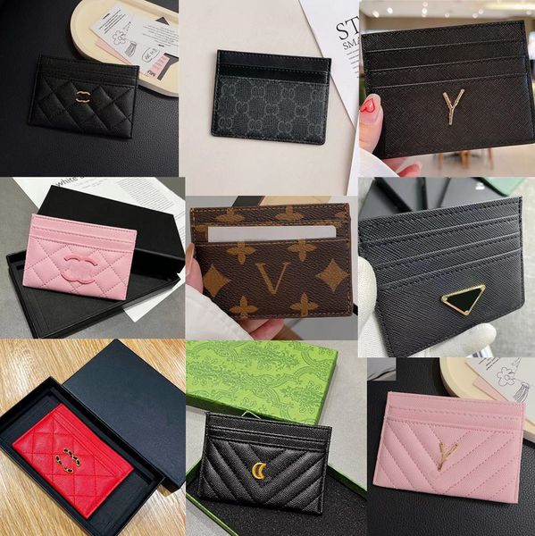 Designer-Kredit-ID-Kartenhalter, Schaffell-Leder-Geldbörse, Geldtaschen, kariertes Kartenetui für Männer und Frauen, modische Mini-Karten-Tasche, Münzgeldbörse mit Box, 56 Halter s