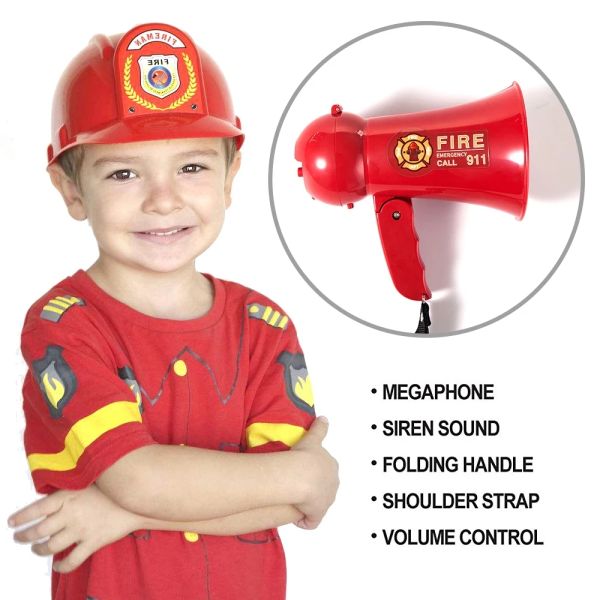 Alto-falantes crianças megafone alto-falante fingir jogar crianças bombeiro megafone mini megafone com som de sirene