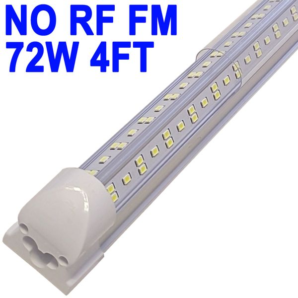 4FT LED-Ladenleuchte, NO-RF RM 72W T8 integriertes Röhrenlicht, 6500K Hochleistungs-Klarsichtabdeckung, V-förmige 270-Grad-Beleuchtung, Lagerhallen, verbessertes Licht Plug-and-Play crestech