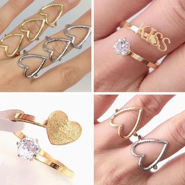 Anelli a grappolo 20/36 pezzi Anello bacio cuore amore Anello da donna carino in acciaio inossidabile Fascino Amanti delle feste Gioielli Regalo per ragazze