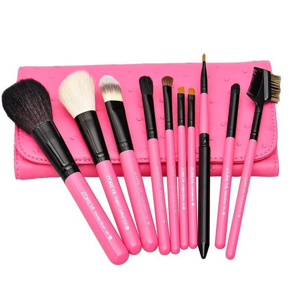 Pennelli per trucco Zoreya Nuovi pennelli per trucco essenziali da 10 pezzi Set per trucco professionale professionale Kit di strumenti naturali per peli di animali Drop Deliver Dhewk