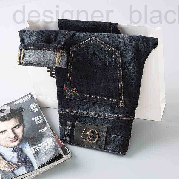 34ss Blue Dark Jeans Herrenmode Marke High-End Herbst und Winter Slim Fit Hose 28-36 38