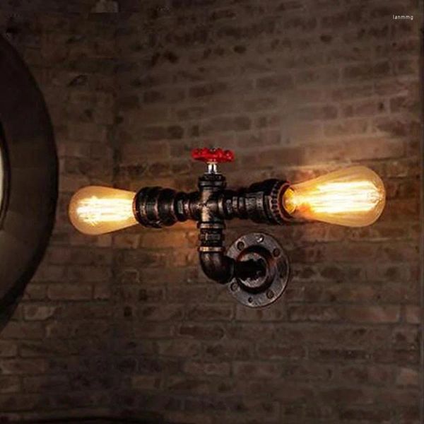 Lampada a muro Stile a loft Nordic Pipa per acqua industriale Luce vintage per casa antico comodino Edison Sconce Illuminazione interno