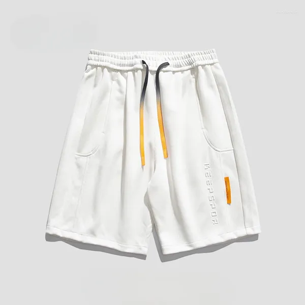 Pantaloncini da uomo Sport per uomo Micro elastico Vita medio-bassa Primavera Estate Allentato Casual Dritto Bianco Coppia Cotone lavato Gioventù