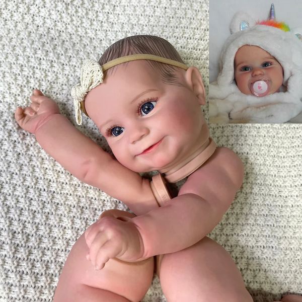 1924 Zoll bereits bemalte wiedergeborene Babypuppe Maddie Kit lebensechte weiche Touch flexible unfertige Teile mit Stoffkörper DIY Spielzeug 240223