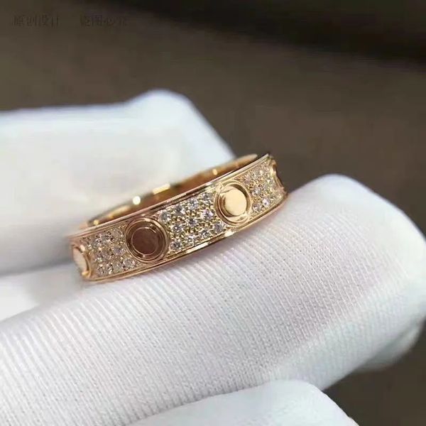 Starry Ring Love Rings Designer de anel de unha para feminino titânio aço rosa ouro rosa revestido com diamante completo para anéis