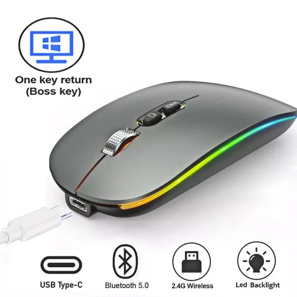 Mäuse drahtlose Maus RGB Bluetooth Maus Gamer Computer Gaming Maus wieder aufladbar ergonomisch minem stiller Mini -USB -PC -Mäuse für Laptop