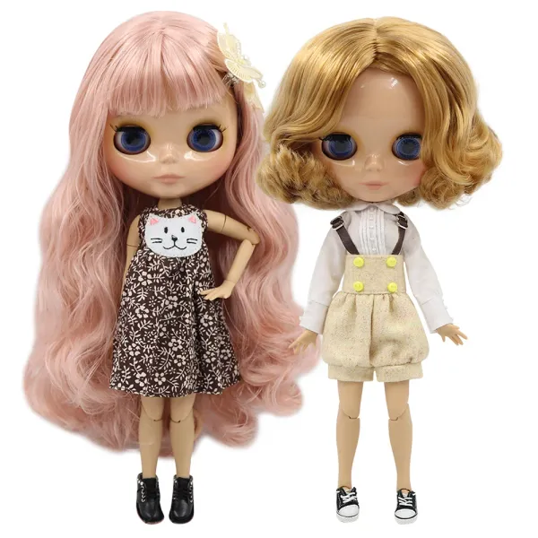 Bonecas geladas dbs blyth, boneca 1/6 bjd, corpo articulado, pele bronzeada, 30cm, rosto brilhante para boneca personalizada diy