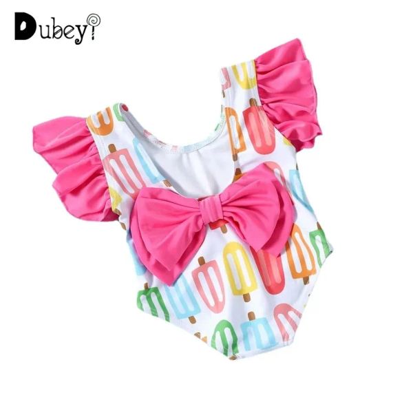 Roupa de banho para meninas, roupa de banho com estampa de sorvete para meninas de 3 a 24 meses, biquíni de natação para bebês, peça única