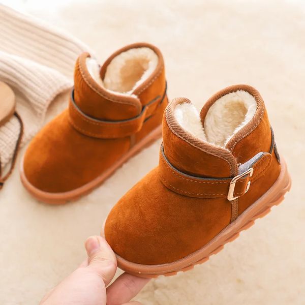 Inverno ao ar livre novo grosso quente de pelúcia crianças botas meninos meninas macio antiderrapante sola de borracha longa pelúcia crianças sapatos neve botas de bebê