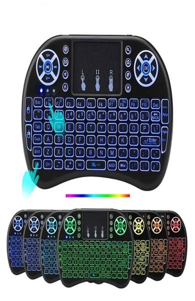 Mouse sem fio 24g fly air mouse para android tv box tablet mini teclado controle remoto 7 mudança de cor teclado sem fio ar mou3466907