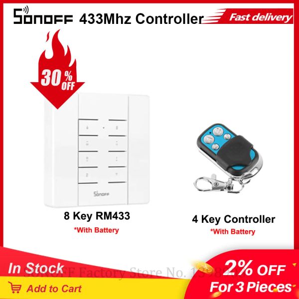 Kontrol ITead Sonoff RF Denetleyicisi RM433 8 Tuşlar Uzaktan Kumanda Anahtarı Sonoff D1/ RF/ Slampher/ TX/ RF Köprüsü ile Çalışır/ IFAN03 Akıllı Ev